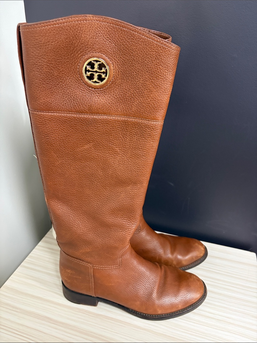 Tory Burch Chestnut Leather Knee-High Riding Boots!! GUC 🤎